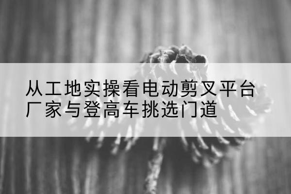 顺城电动剪叉升降平台厂家-从工地实操看电动剪叉平台厂家与登高车挑选门道